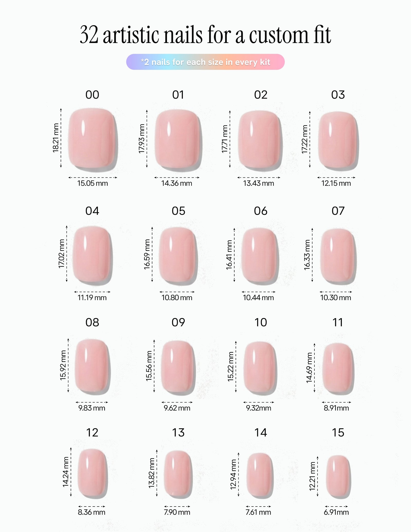 Ballet Slipper — Coffin size chart, 16 sizes with millimetre measurements