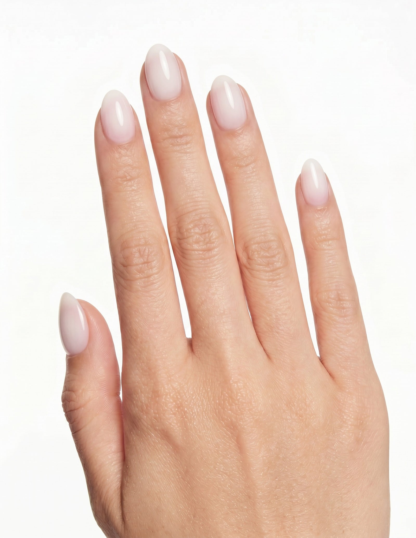 Soap Nail press-on nails — Almond (extra-short), light-skin hand, back of hand