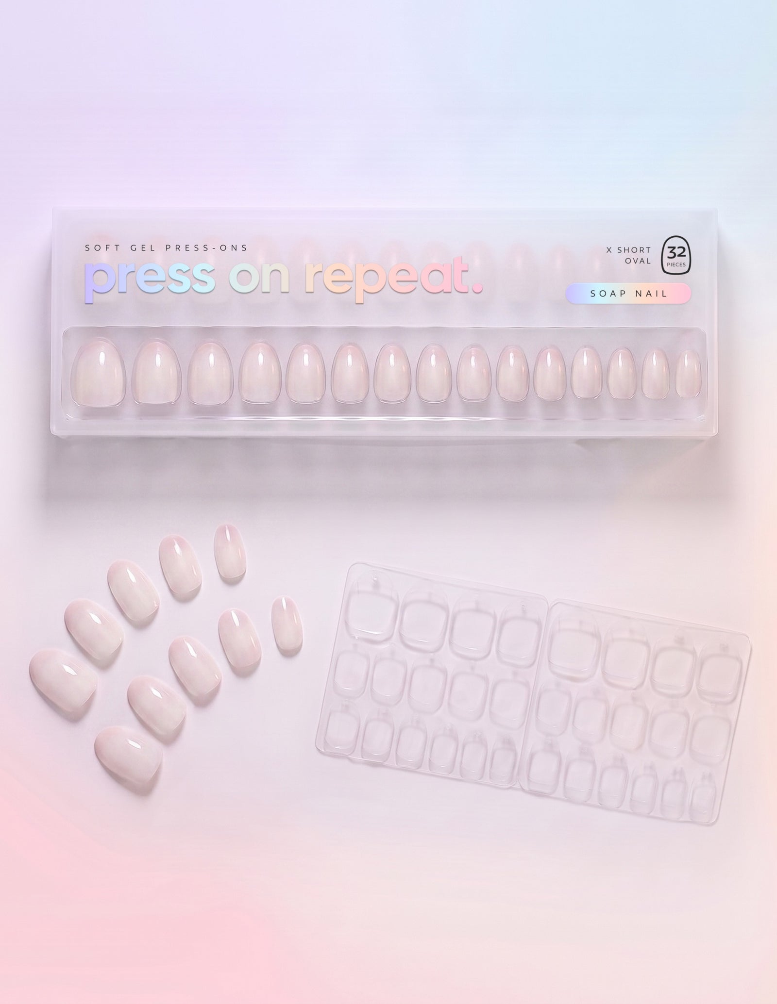 Soap Nail press-on nails — Oval (extra-short) retail box with loose nails and adhesive tabs