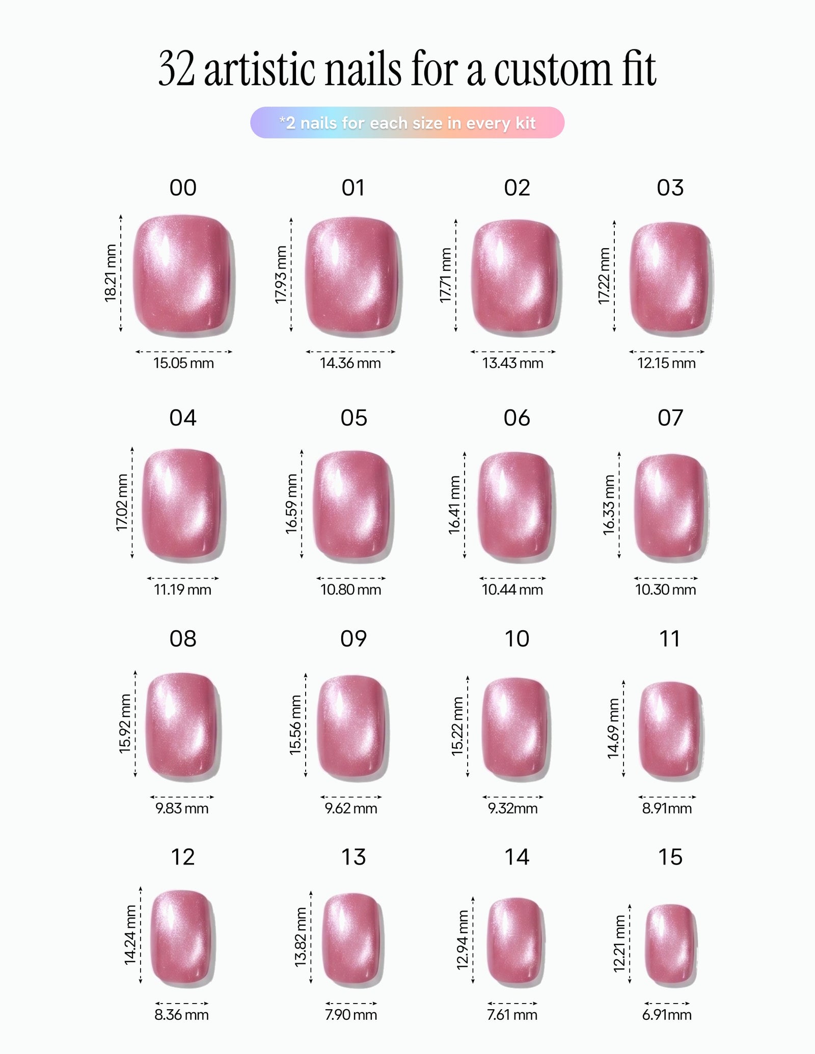 Raspberry Velvet — Coffin size chart, 16 sizes with millimetre measurements
