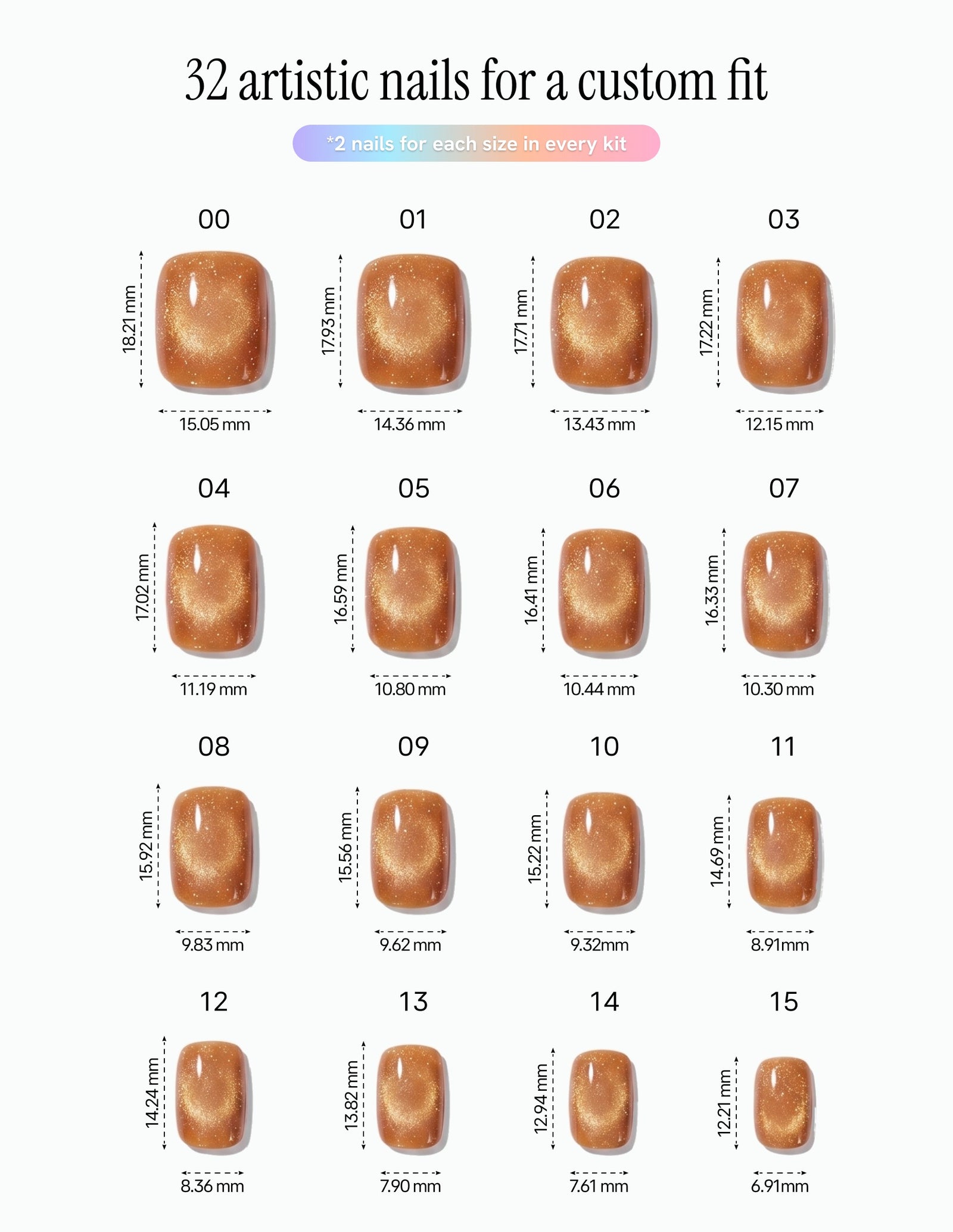 Cinnamon Velvet — Coffin size chart, 16 sizes with millimetre measurements