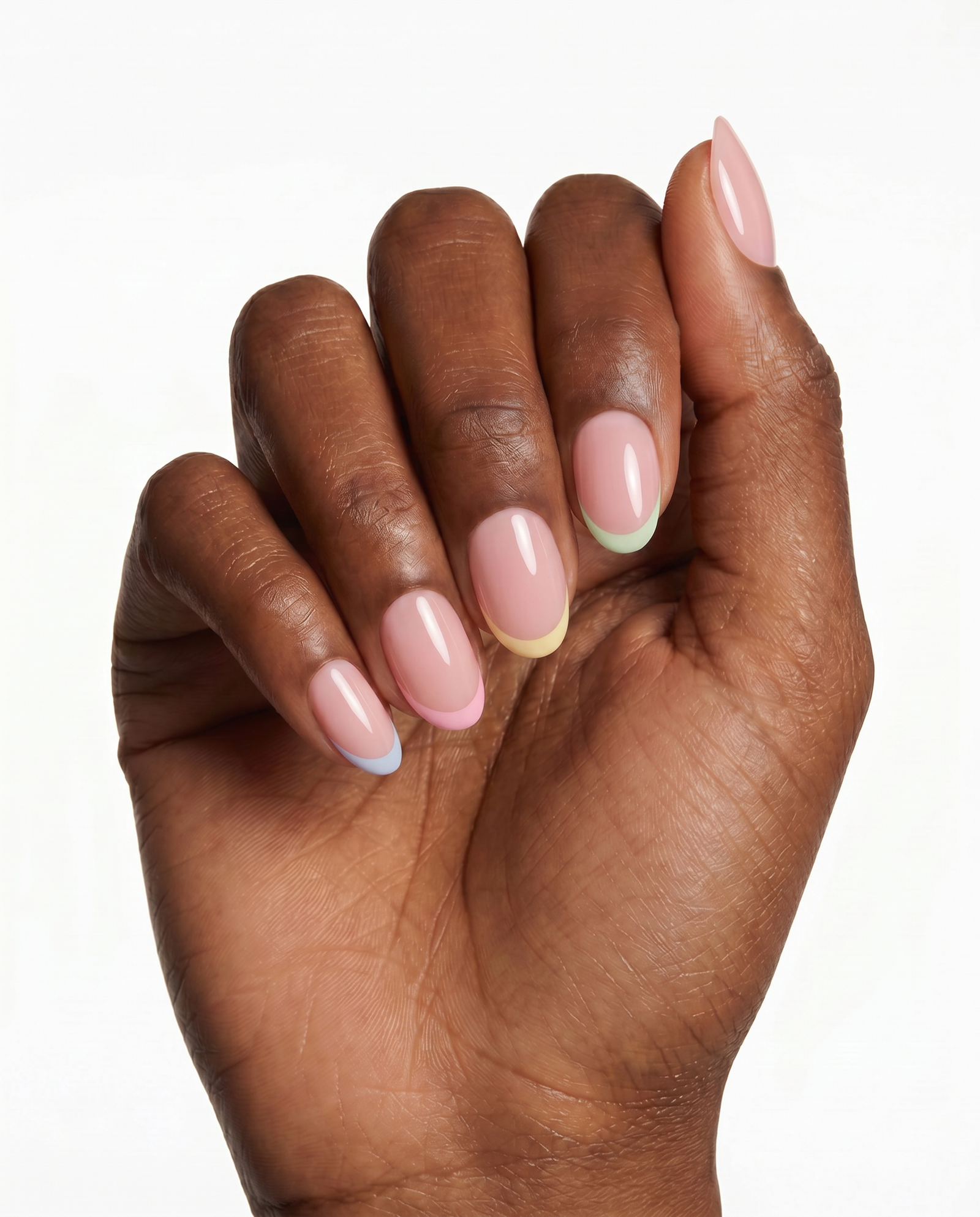 Sorbet Tips press-on nails — Almond (extra-short), Black hand