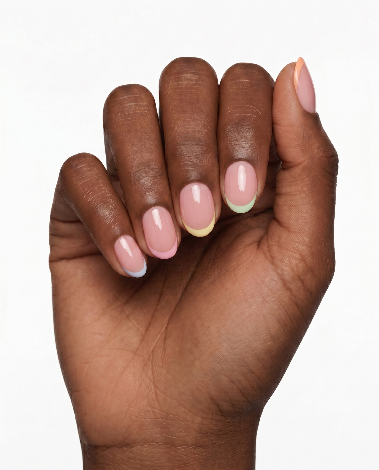 Sorbet Tips press-on nails — Oval (extra-short), Black hand