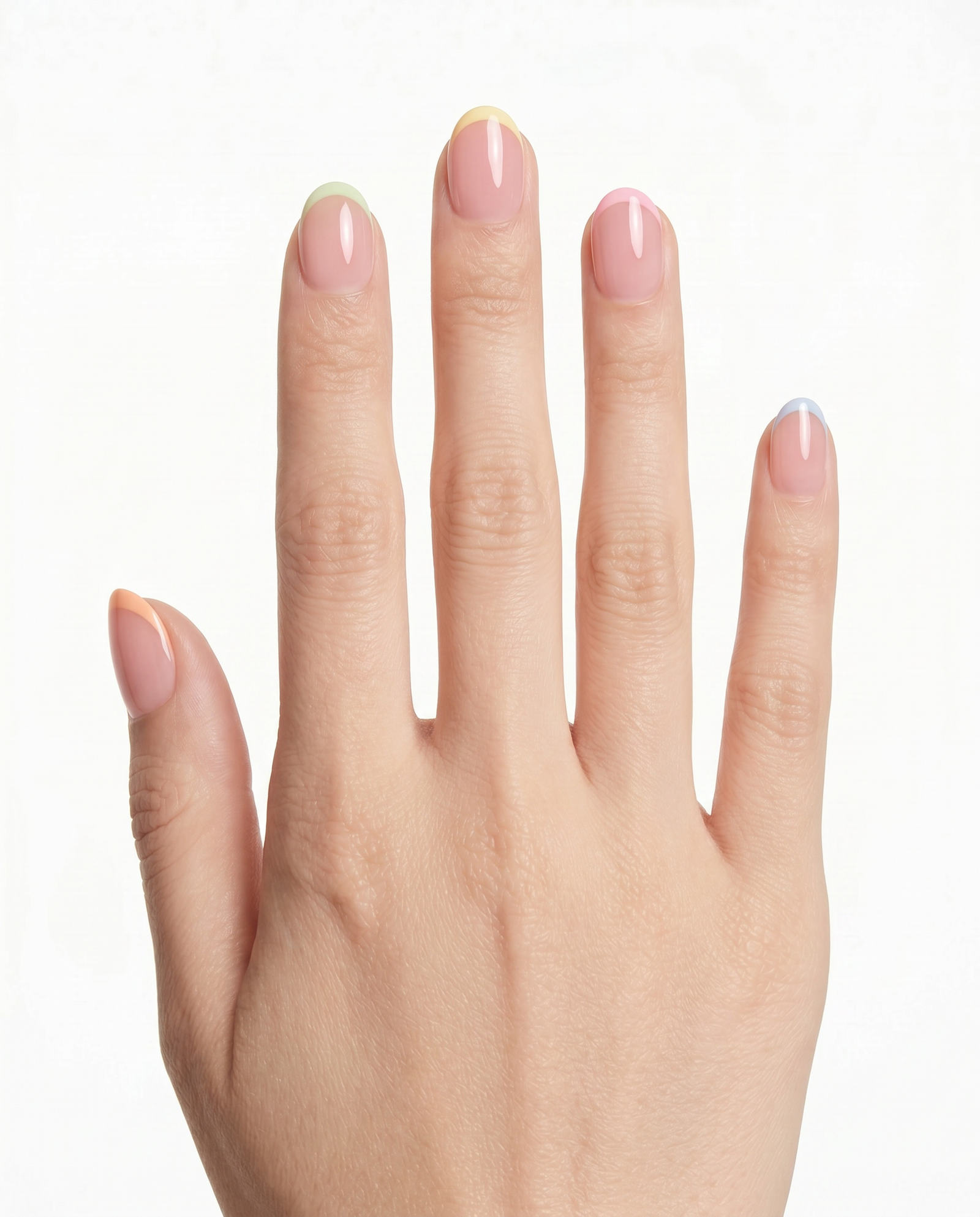 Sorbet Tips press-on nails — Oval (extra-short), White hand